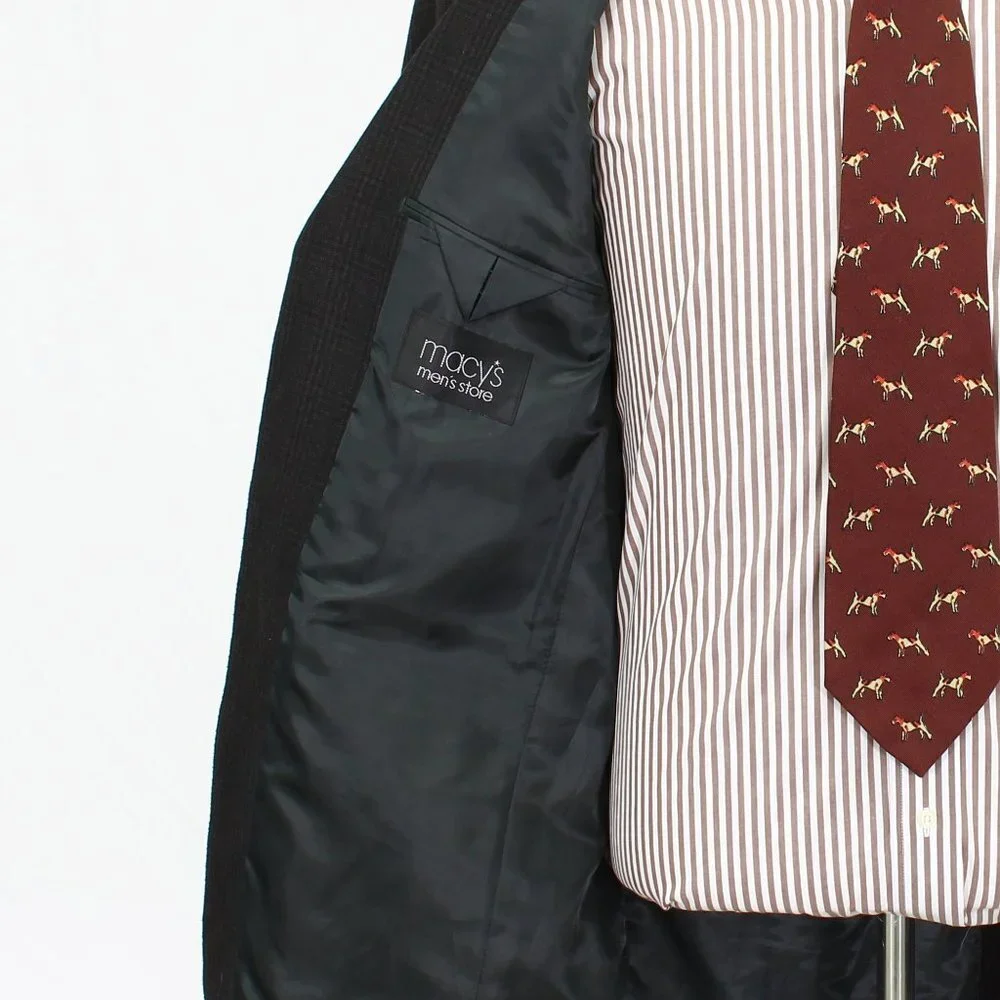 Andrew Fezza 40L Brown Check 2-Button Sport Coat Blazer Jacket B954